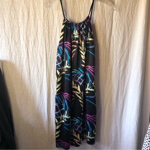 Julie Brown 100 silk halter shift dress lined colorful graphic print 4